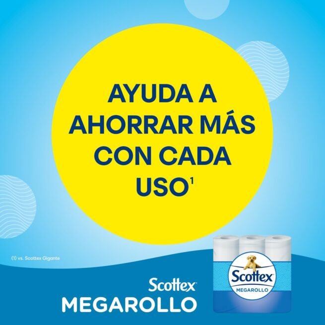 Papel higiénico Scottex Megarollo (rollo doble) 48 rollos = 96 rollos regulares