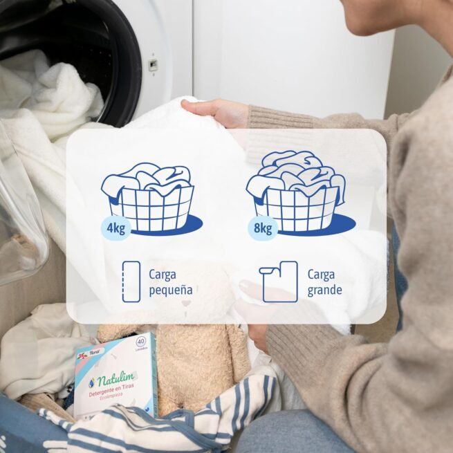 Natulim - Detergent Strips for Washing Machine (150 Washes) - Includes Softening Effect, Eco-Friendly, Hypoallergenic, Made in Spain - Clean and Soft Clothes Without Mousing the Planet (Floral) - 3
