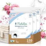 Natulim - Detergent Strips for Washing Machine (150 Washes) - Includes Softening Effect, Eco-Friendly, Hypoallergenic, Made in Spain - Clean and Soft Clothes Without Mousing the Planet (Floral) - 3